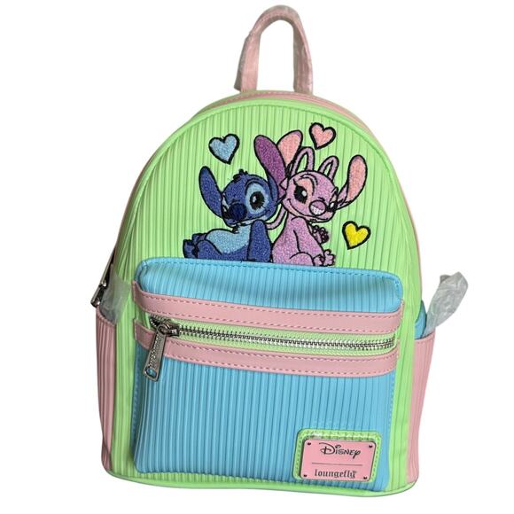 Loungefly Disney Lilo Stitch Angel Love Pastel Mini Backpack Bag NWT BoxLunch Ex - Picture 1 of 5
